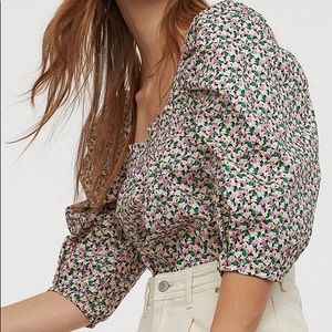 H&M Cotton Puff-sleeved Blouse size M